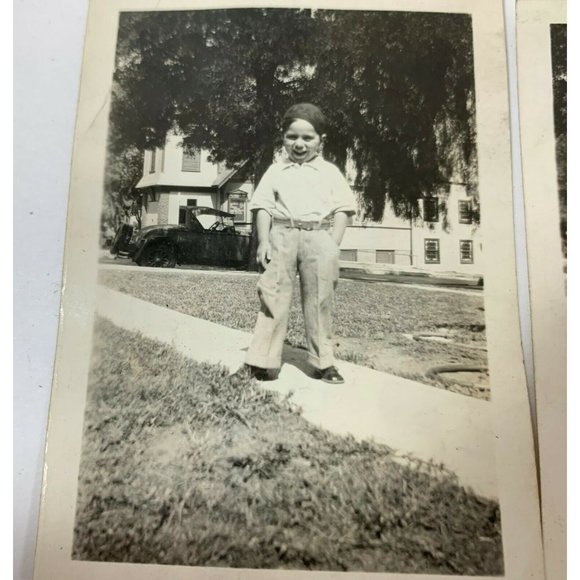 Young Boy Posing on Walkway Sidewalk 1930s Vintage Photograph Lot of 3 - Picture 6 of 8